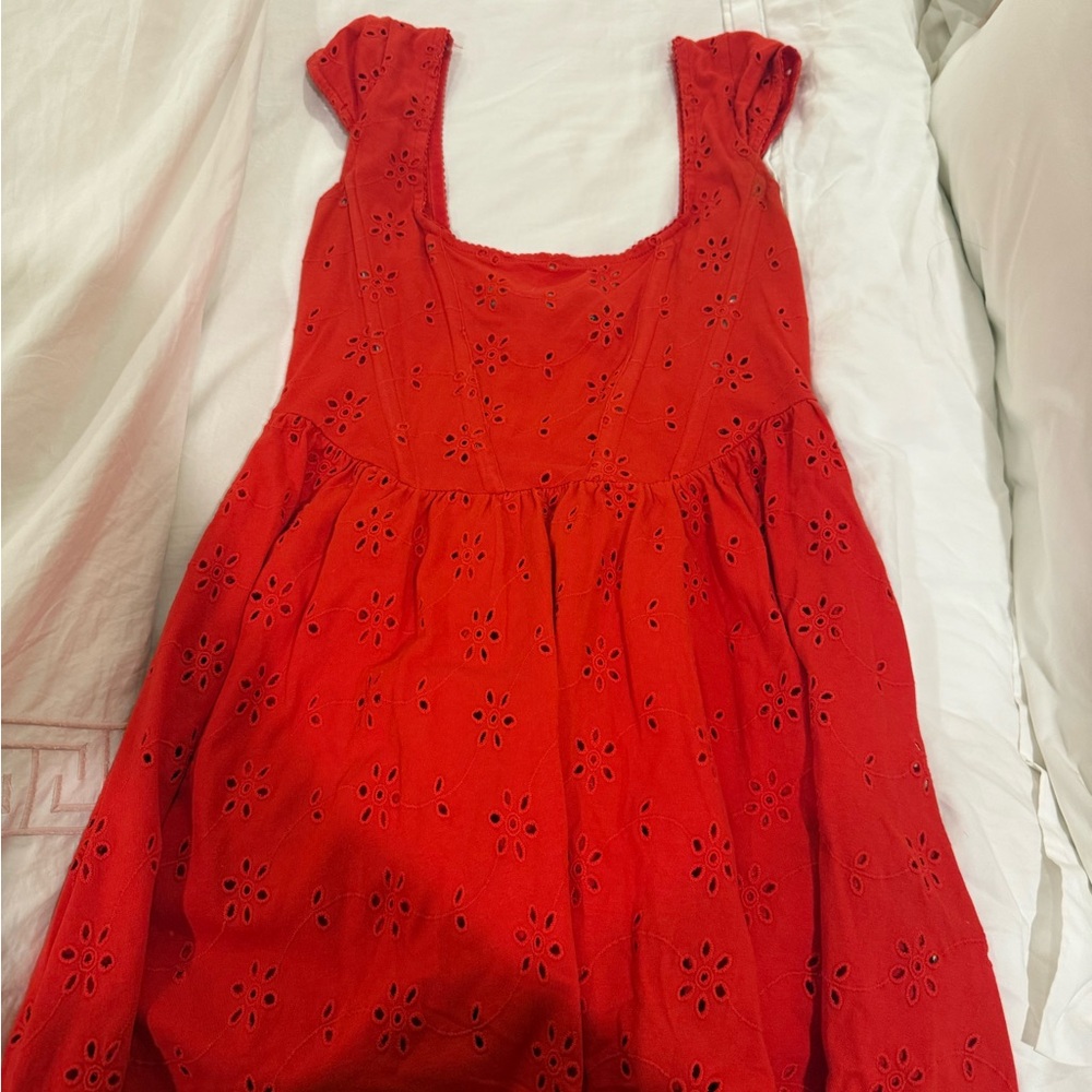Charming Red Eyelet corset Dress